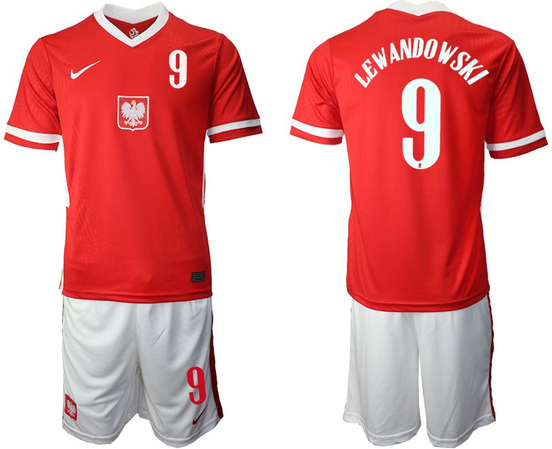 Men 2020-2021 European Cup Poland away red #9 Soccer Jersey->turkey->Soccer Country Jersey